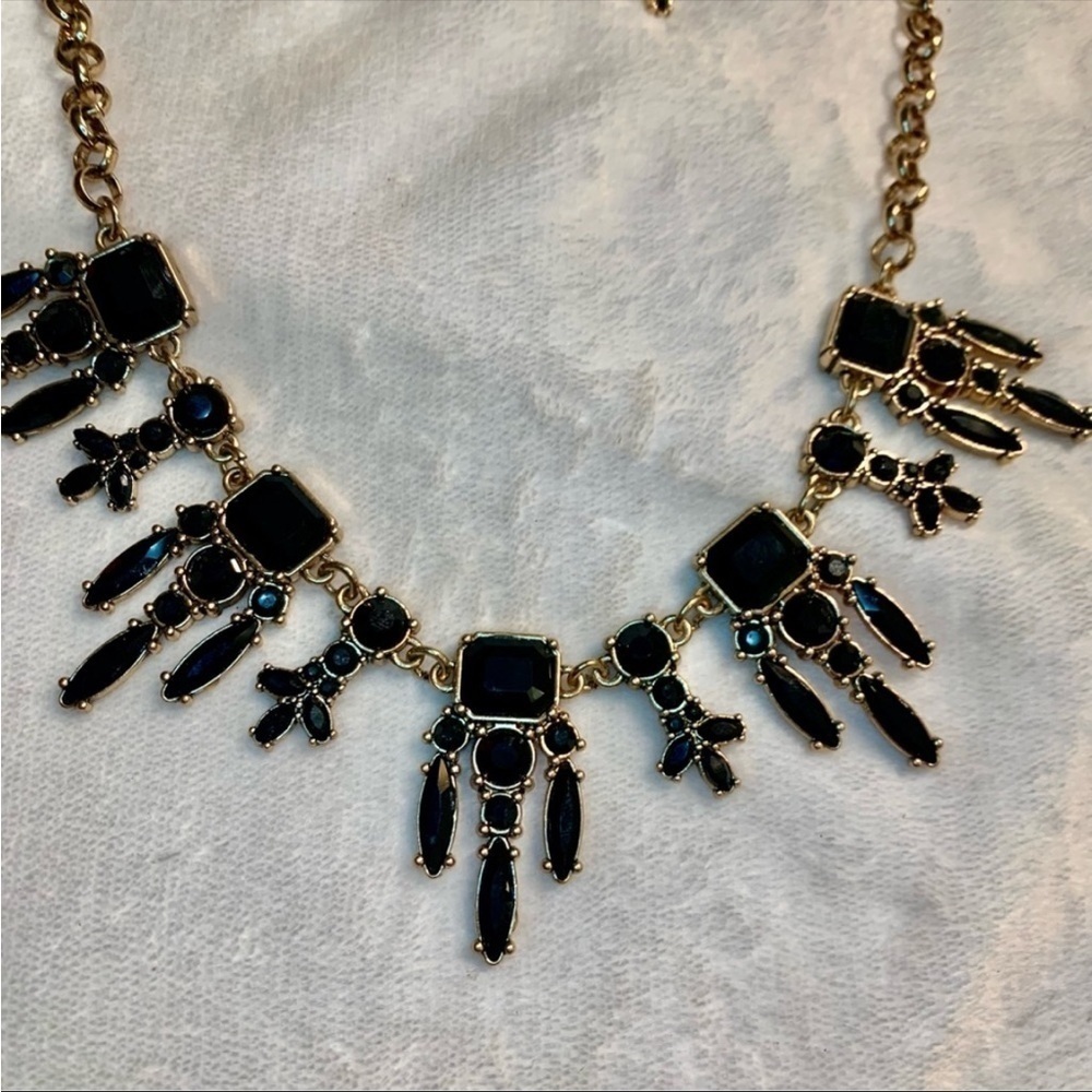 NWT Tribal Set Necklace & Earrings IMAN Gold-Tone Shiny Black Bib Necklace Gift - Picture 5 of 16